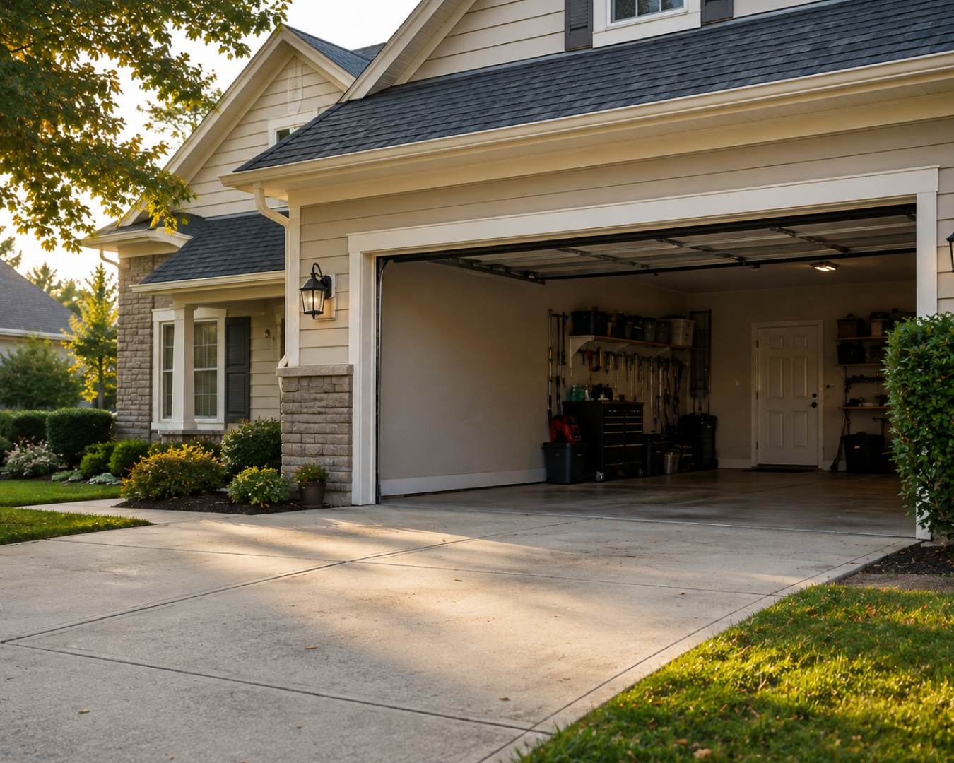 Garage door in the fall